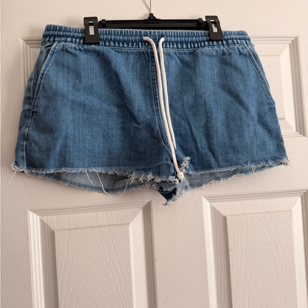 aerie Light Blue Denim Drawstring Shorts